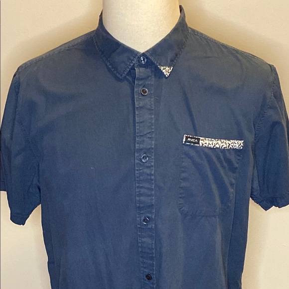 RVCA Blue Casual Button Down Shirt - Picture 5 of 7